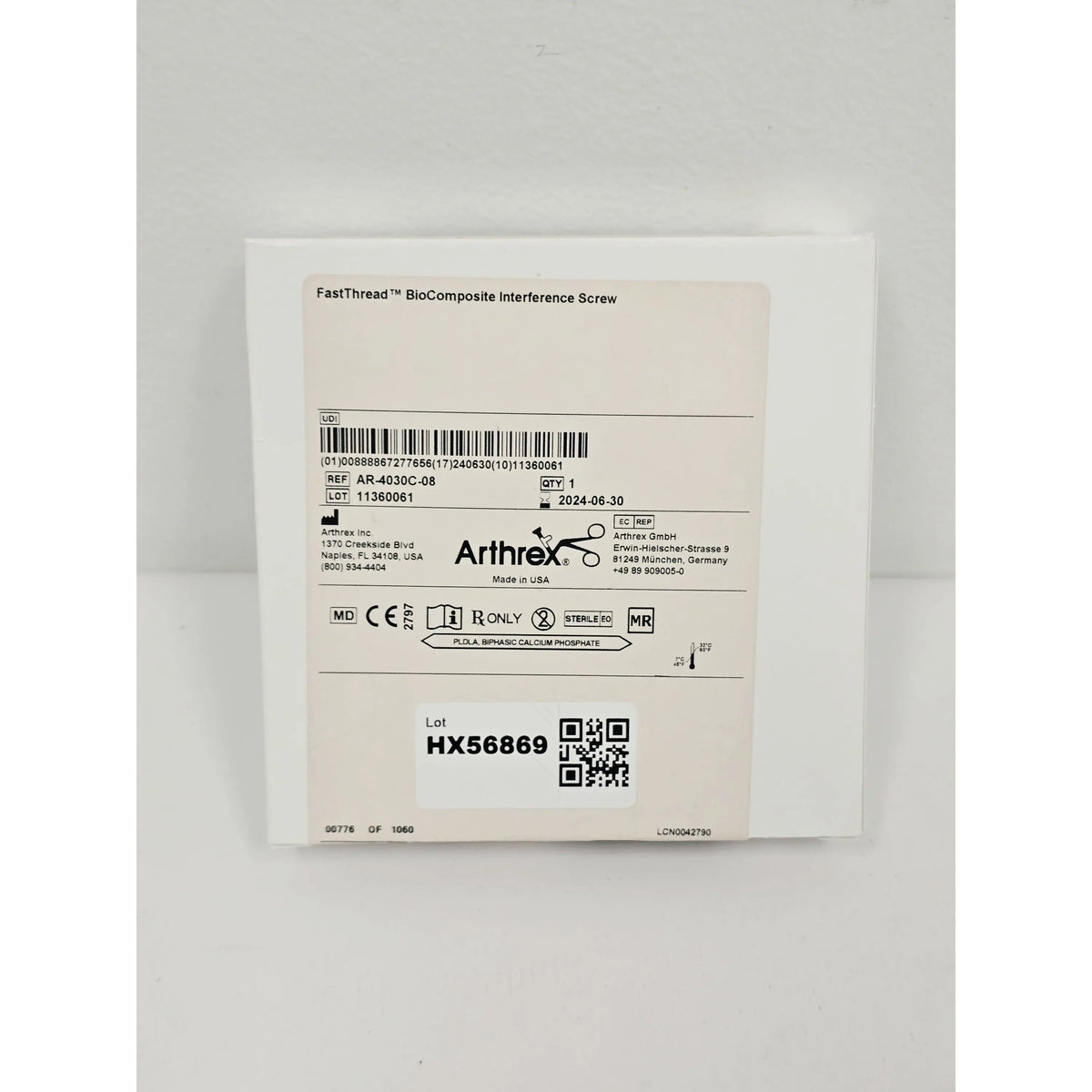 Arthrex, Inc., AR-4030C-08, BX/1, New - Inner Sterile Package Intact, 00888867277656, EXPIRED Arthrex, Inc.