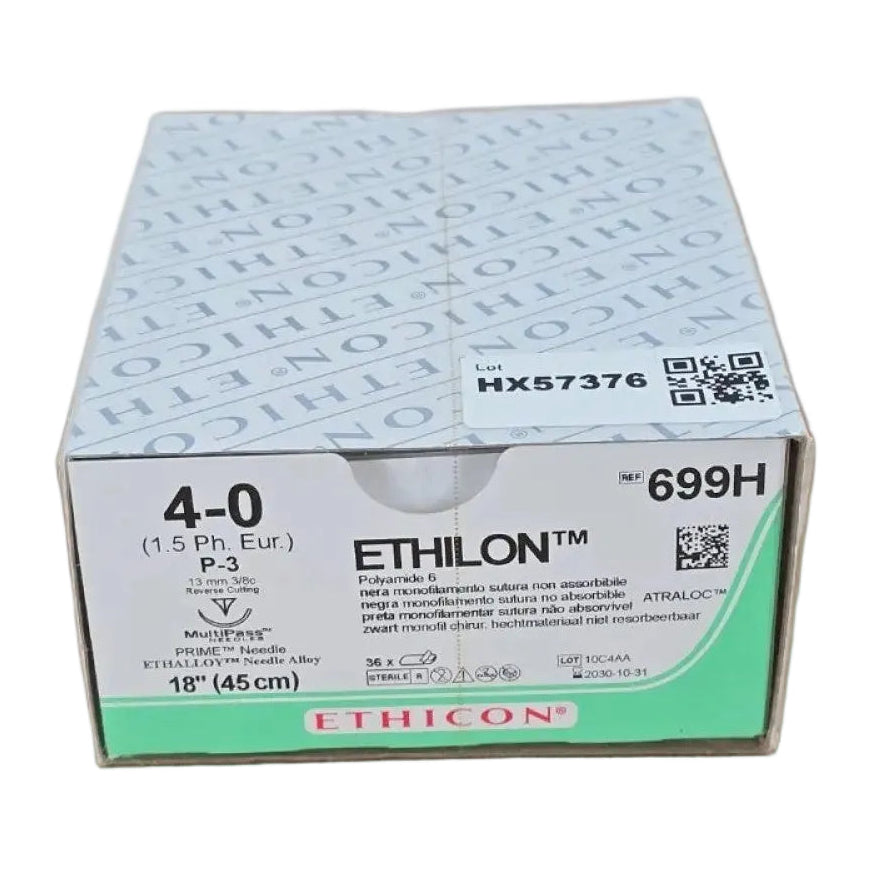 Ethicon 699H ETHILON Nylon Suture 4-0 18in P-3 Black BX/36