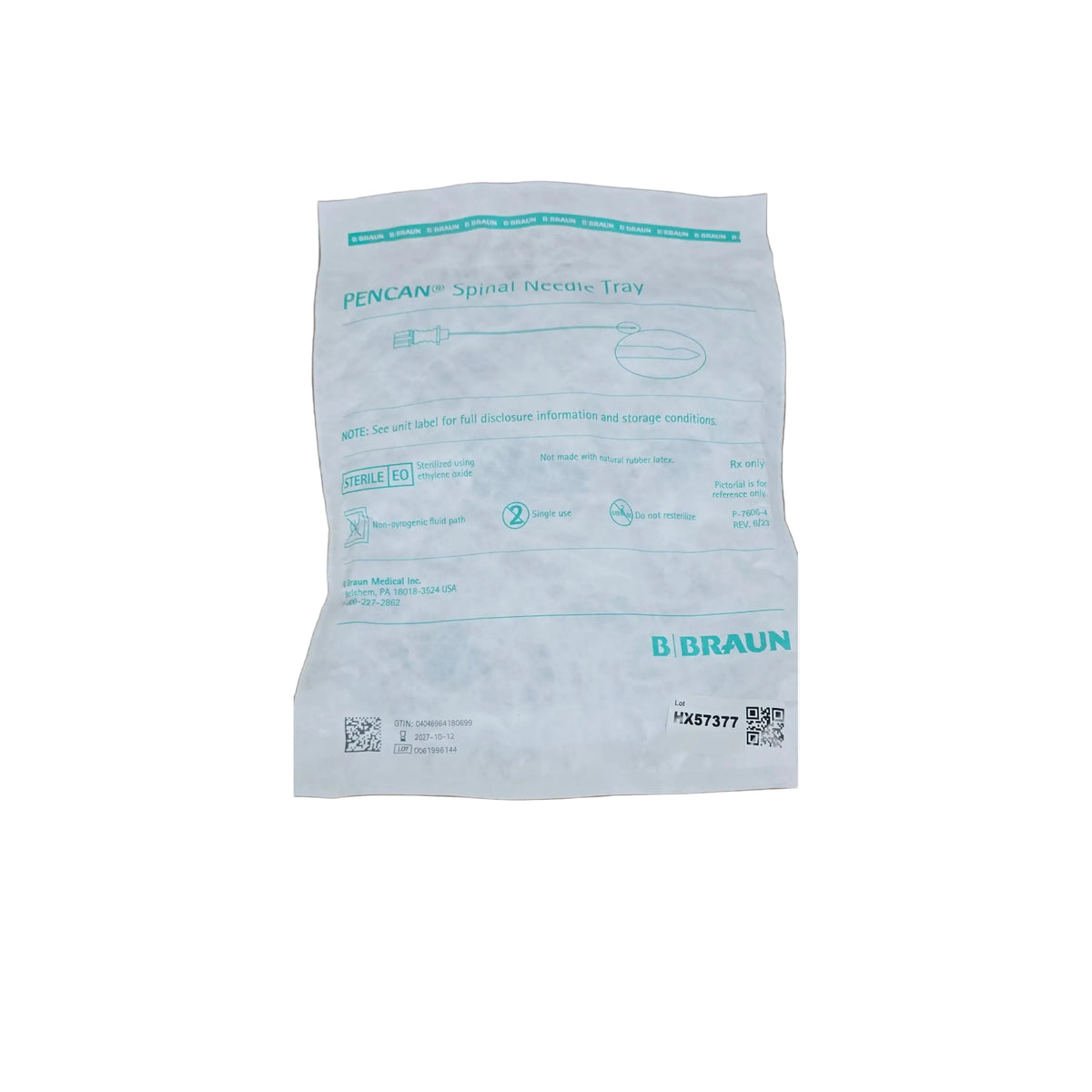 B. Braun 333858 Pencan Spinal Tray 25G x 3.5in with Introducer 1/EA