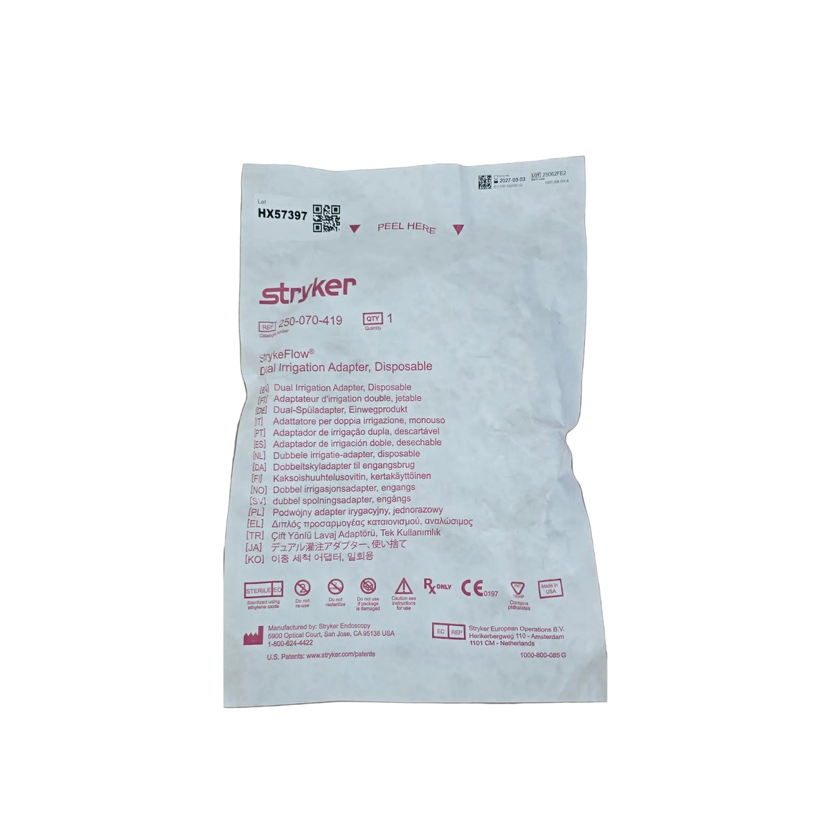 Stryker 0250070419 StrykeFlow Irrigation/Aspiration Tubing Set 1/EA