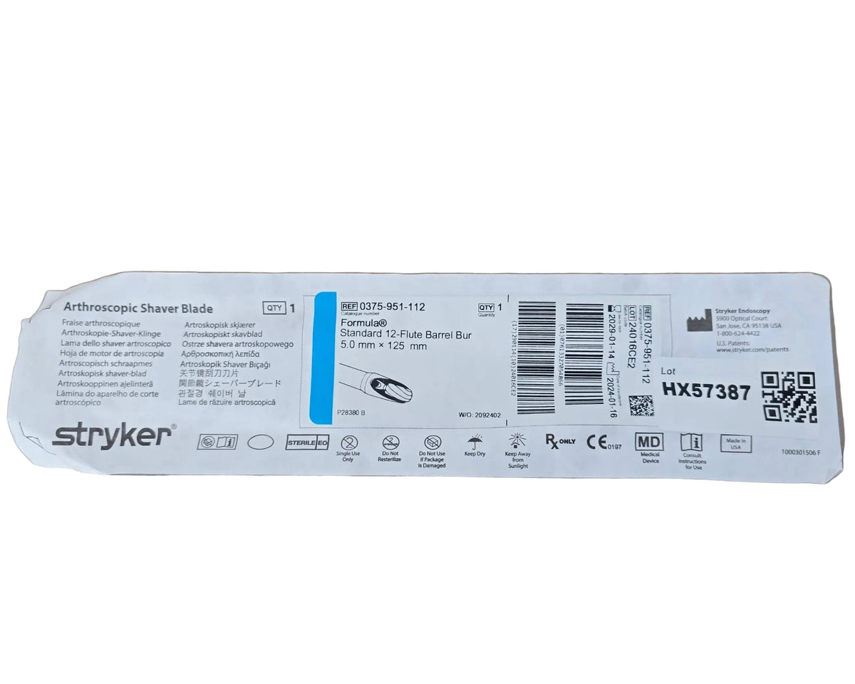 Stryker 0375951112 Formula Standard 12-Flute Barrel Bur 5.0mm x 125mm 1/EA