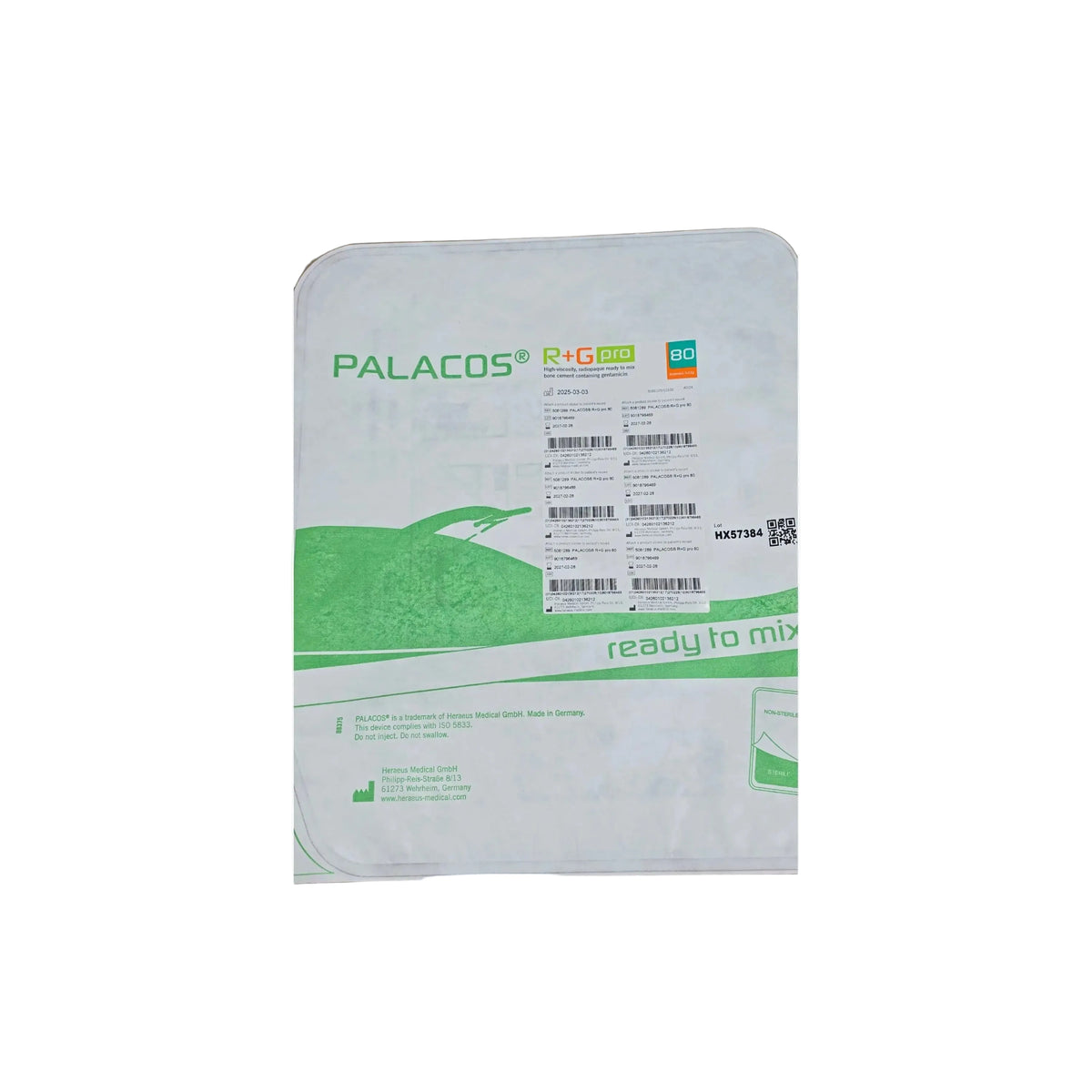 Heraeus Medical R+G pro 80 PALACOS Bone Cement System 80g 1/EA