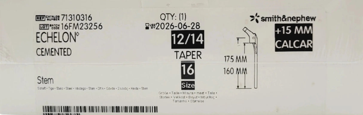 Smith & Nephew, Inc. 71310316 Uncoated femoral stem prosthesis, one-piece Smith & Nephew, Inc.