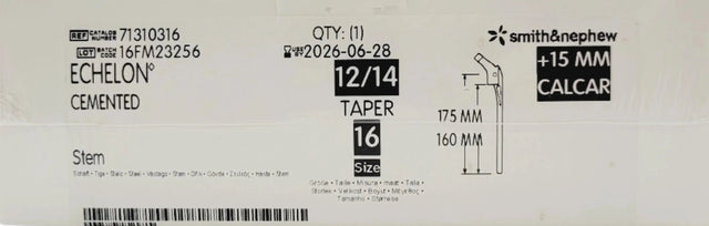 Smith & Nephew, Inc. 71310316 Uncoated femoral stem prosthesis, one-piece Smith & Nephew, Inc.