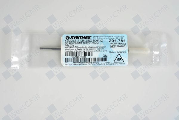 Synthes  294.784 5.0MM SELF-DRILLING SCHANZ SCREW 60MM THRD/150MM