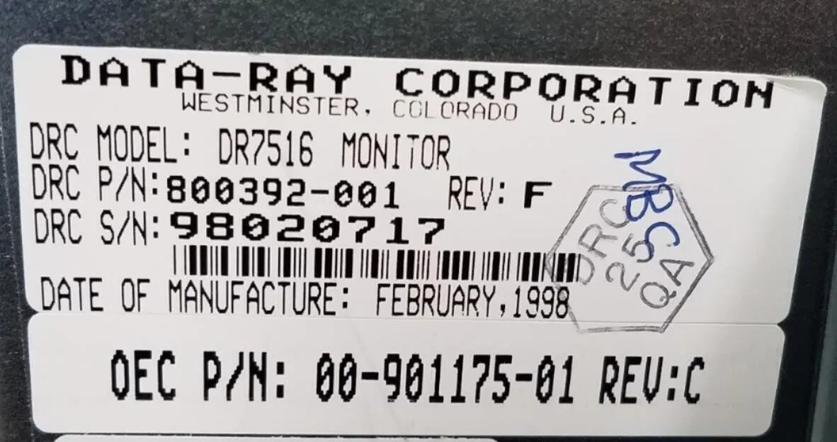 OEC Medical Systems Mini 6600 Right Side Monitor 00-901175-01 Rev C OEC Medical Systems