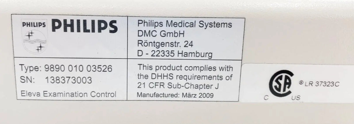 Philips 9890-010-03526 Easy Diagnost Eleva R/F Room Examination Control Philips