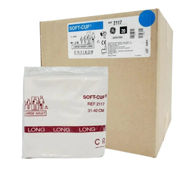GE Critikon 2117 Soft-Cuff Large Adult Long Blood Pressure Cuff 31-40 CM 20BX GE