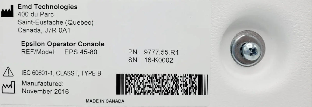 EMD Technologies 9777.55.R1 EPS 40-80 High Voltage X-Ray Epsilon Operator Console EMD Technologies