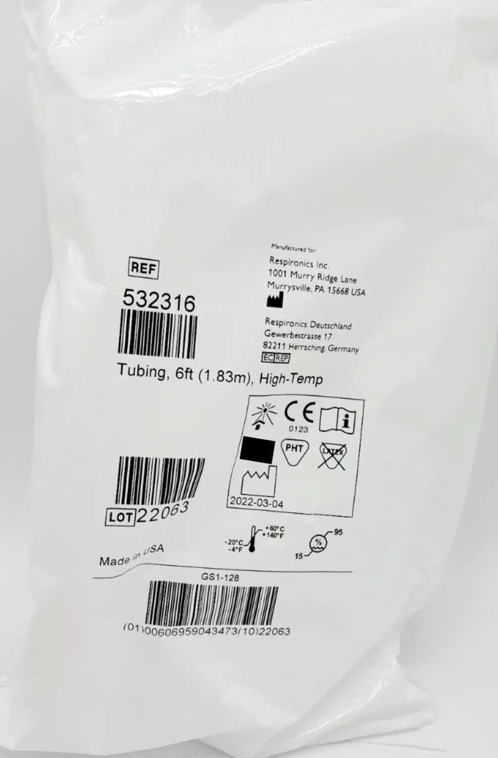 Philips Respironics 532316 Lightweight Flexible CPAP Tubing 6Ft Respironics