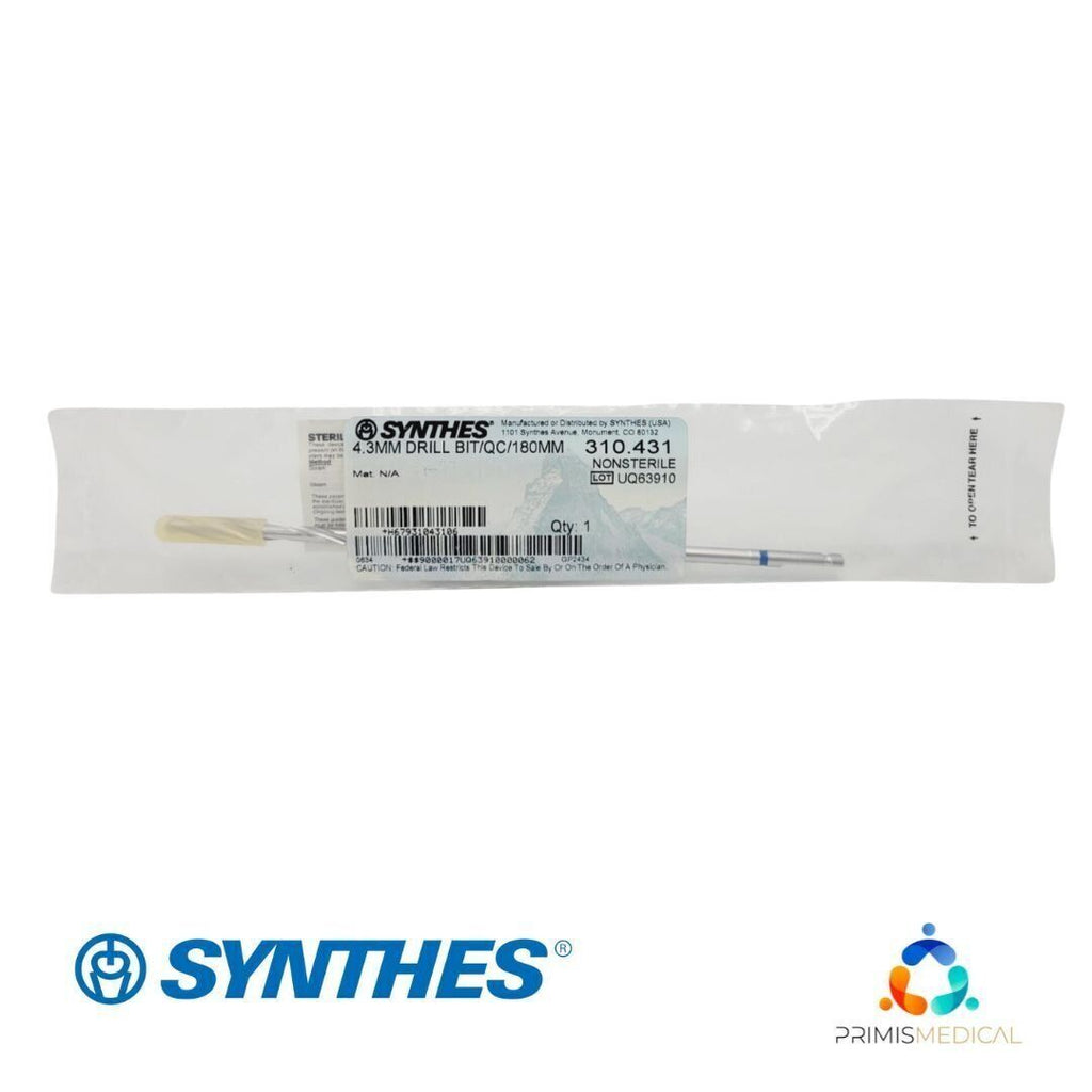 Synthes 310.431 Drill Bit Quick Connect 43mm New 9-1/8"