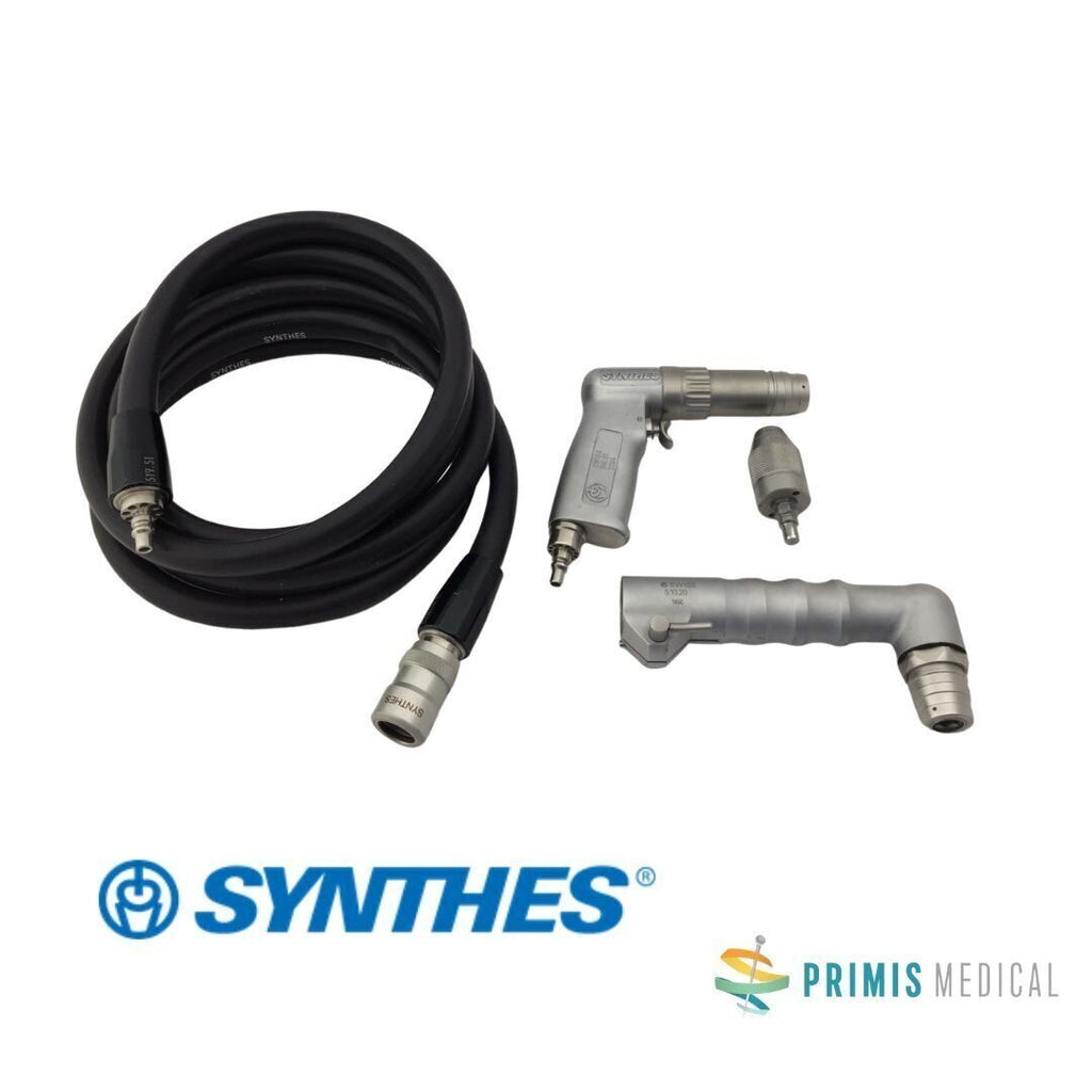 Synthes 510.01 Drill with 510.20 Adaptor 90 Degree, Hose and Accessories