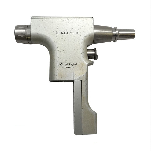Surgical drill labeled 'HALL drill' on a white background
