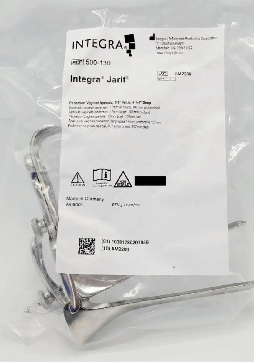 Integra Jarit 500-130 Pederson Vaginal Speculum Medium Blade 5/8" Wide New Primis Medical