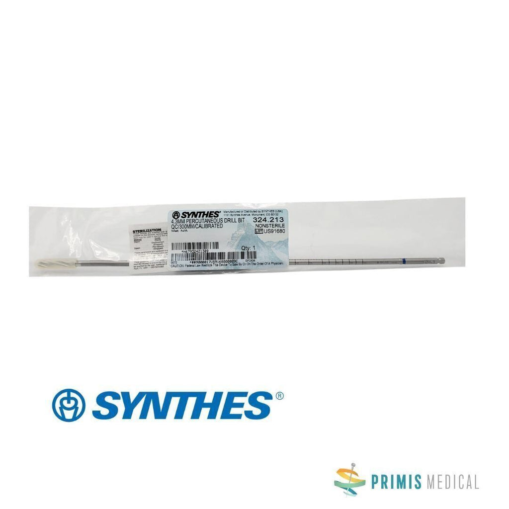 Synthes 324.213 Percutaneous Drill Bit Quick Connect 4.3mm Orthopedic 11-7/8"