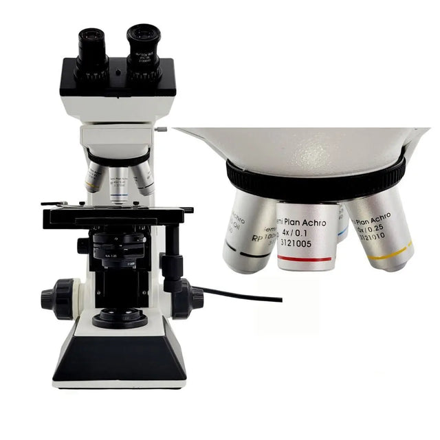 Microscope with Seiler branding on a white background