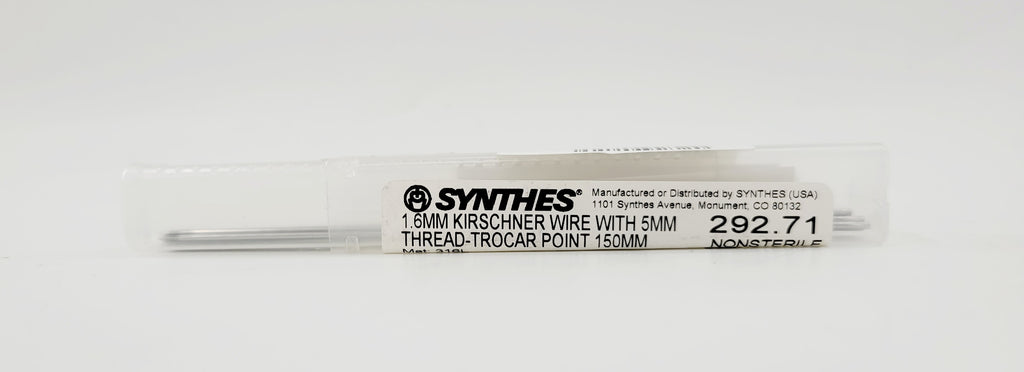 Synthes 292.71 1.6mm Kirschner Wire With 5mm Thread-trocar Point 150mm