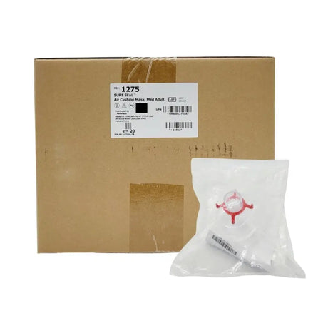 Teleflex 1275 Sure Seal Adult Anesthesia Cushion Mask Medium Clear Red Ring Box of 20 Teleflex