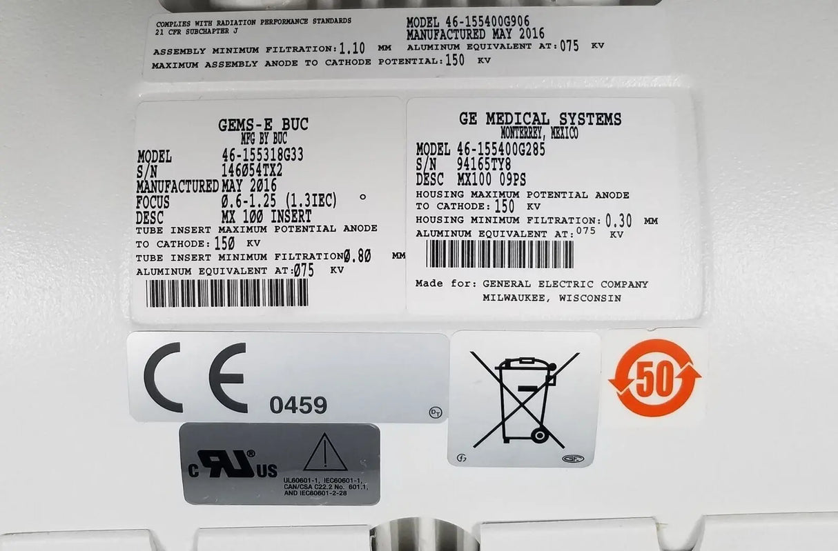 GE Discovery XR656 Imaging Tube 46-155318G33 GE