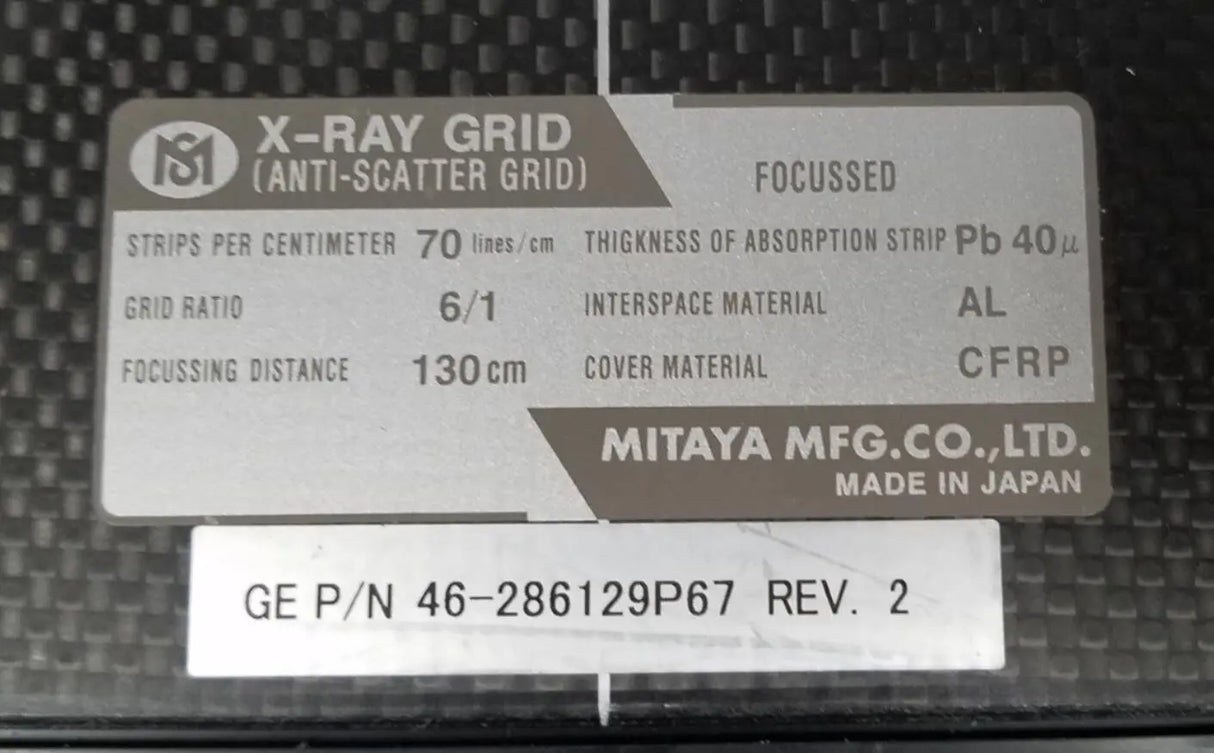 GE 46-286129P67 Rev. 2 Anti-Scatter X-Ray Grid 130cm GE