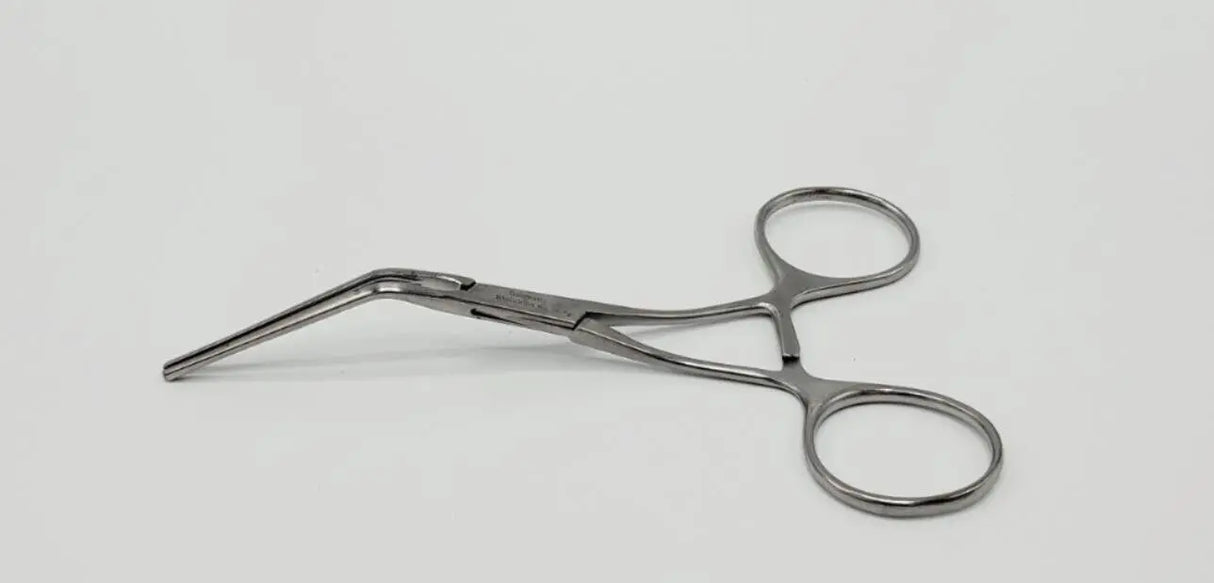 Jarit 320-185 DeBakey Bulldog Clamp Ring Handle Curved Shanks 45° Angled Jaws 5" Jarit