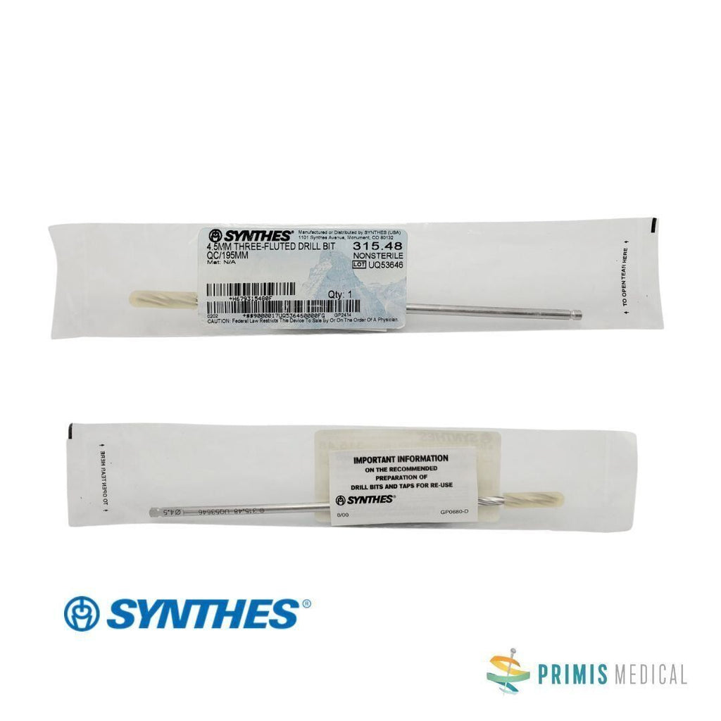 Synthes 315.48 Quick Connect Three-Fluted Drill Bit Orthopedic 4.5mm 7-3/4" New
