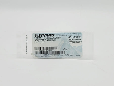 Synthes 401.830.96 2.0mm TI Cortex Screw Self-Tapping 30mm Synthes