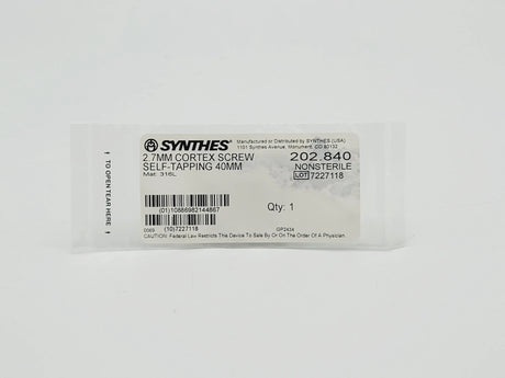 Synthes 202.840 2.7mm Cortex Screw Self-tapping 40mm Synthes