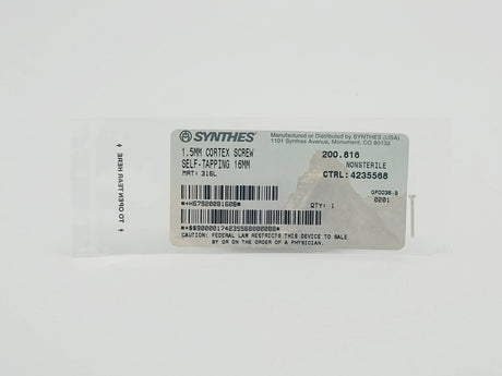 Synthes 200.816 1.5mm Cortex Screw Self-tapping 16mm Synthes