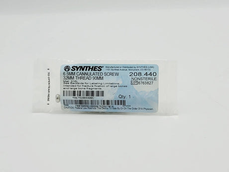 Synthes 208.440 6.5mm Cannulated Screw 32mm Thread 90mm Synthes