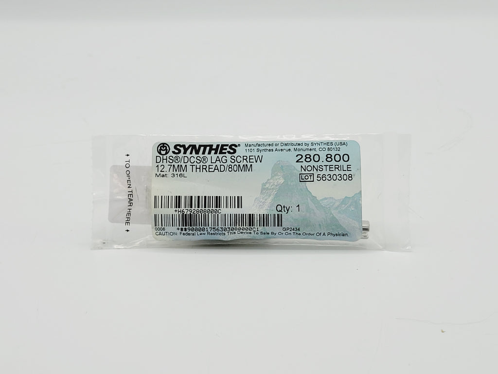 Synthes 280.800 Dhs/dhs Lag Screw 12.7mm Thread/80mm