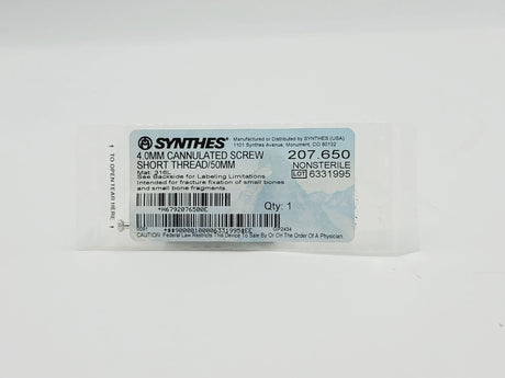 Synthes 207.650 4.0mm Cannulated Screw Short Thread/50mm Synthes