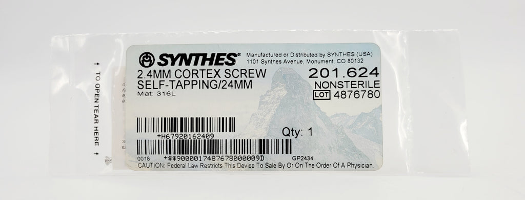 Synthes  201.624 2.4MM CORTEX SCREW SELF-TAPPING/24MM