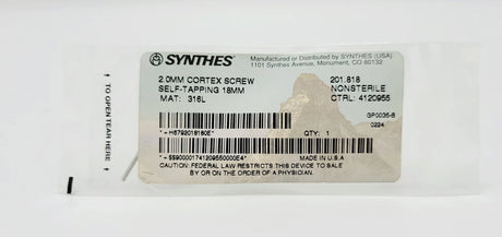 Synthes 201.818 2.0mm Cortex Screw Self-tapping 18mm Synthes