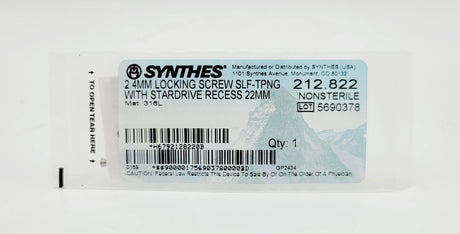 Synthes 212.822 2.4mm Locking Screw Self-tapping W/ Stardrive Recess 22mm Synthes