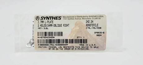 Synthes 242.34 2.7mm L-plate 3 Holes/34mm-oblique Right Synthes