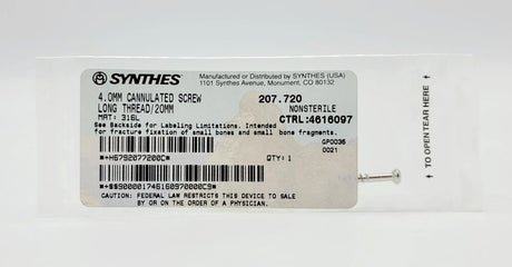 Synthes 207.720 4.0mm Cannulated Screw Long Thread 20mm Synthes