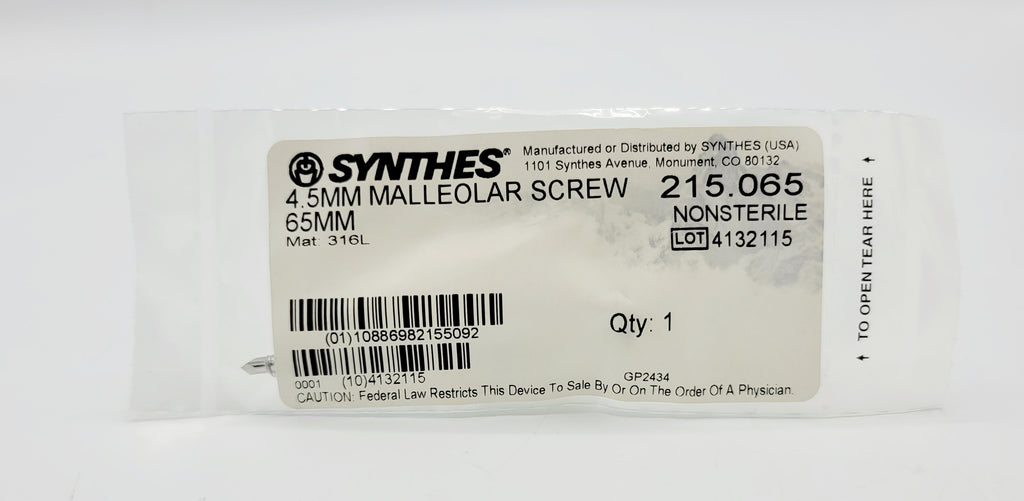 Synthes 215.065 4.5mm Malleolar Screw 65mm