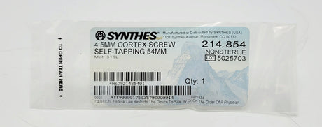 Synthes 214.854 4.5mm Cortex Screw Self-tapping 54mm Synthes