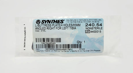 Synthes 240.54 L-buttress Plate/4 Holes/85mm Angled Right For Left Tibia Synthes