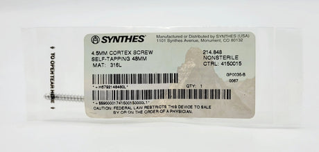 Synthes 214.848 4.5mm Cortex Screw Self-tapping 48mm Synthes