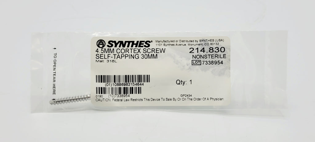 Synthes  214.830 4.5MM CORTEX SCREW SELF-TAPPING 30MM