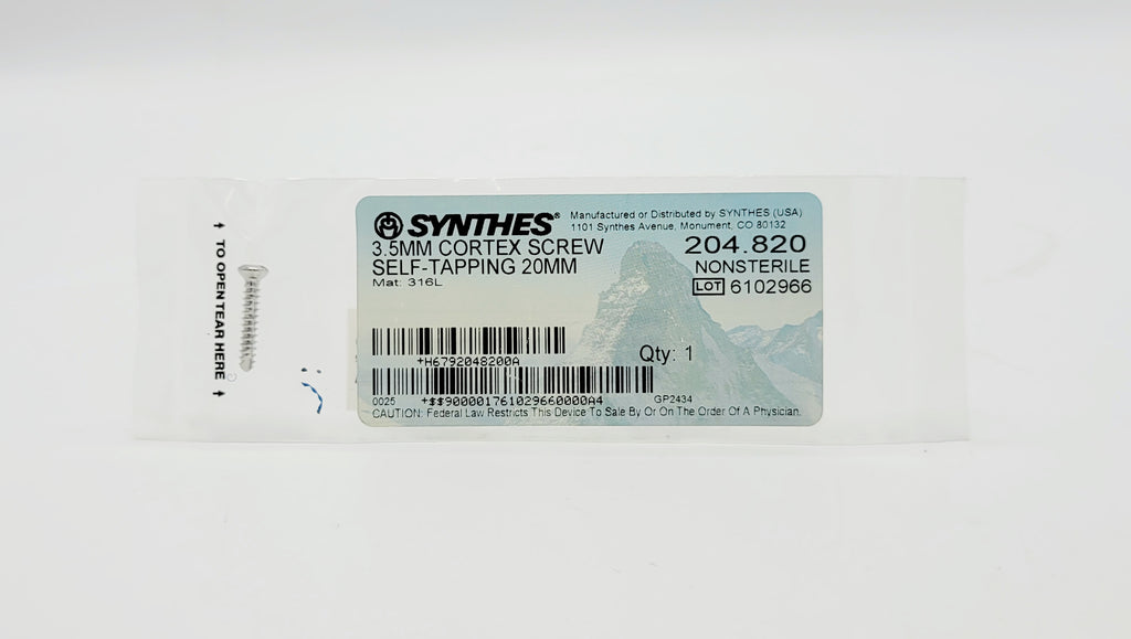 Synthes  204.820 3.5MM CORTEX SCREW SELF-TAPPING 20MM