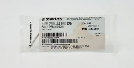 Synthes 206.032 Orthopedic Bone Screw