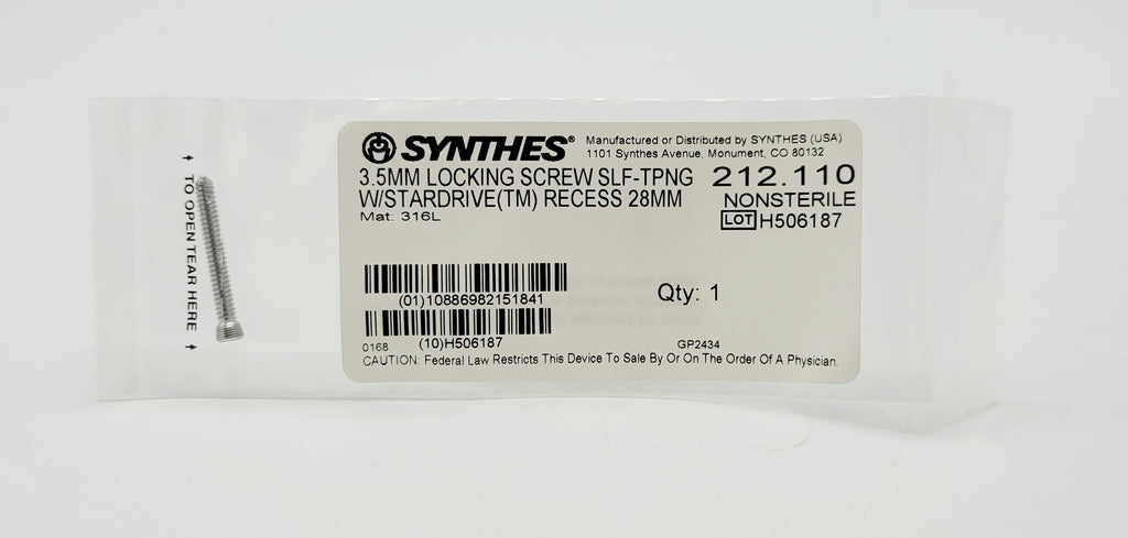 Synthes  212.110 3.5MM LOCKING SCREW SELF-TAPPING W/STARDRIVE(TM) RECESS 28MM