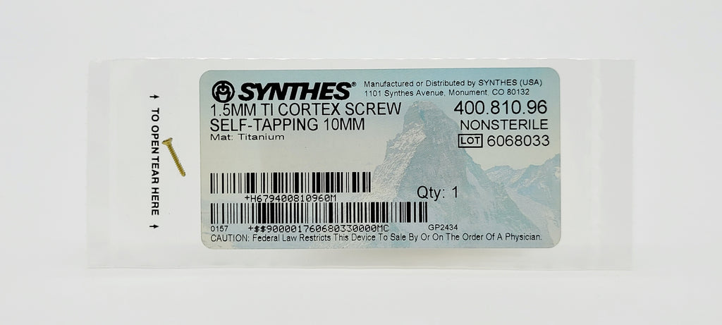 Synthes  400.810.96 1.5MM TI CORTEX SCREW SELF-TAPPING 10MM