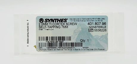 Synthes  401.807.96 2.0MM TI CORTEX SCREW SELF-TAPPING 7MM Synthes