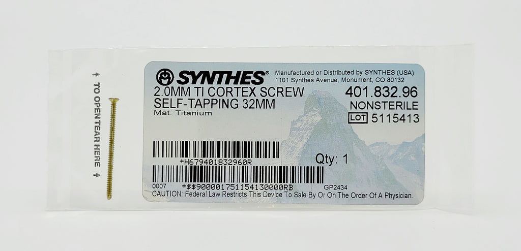 Synthes  401.832.96 2.0MM TI CORTEX SCREW SELF-TAPPING 32MM