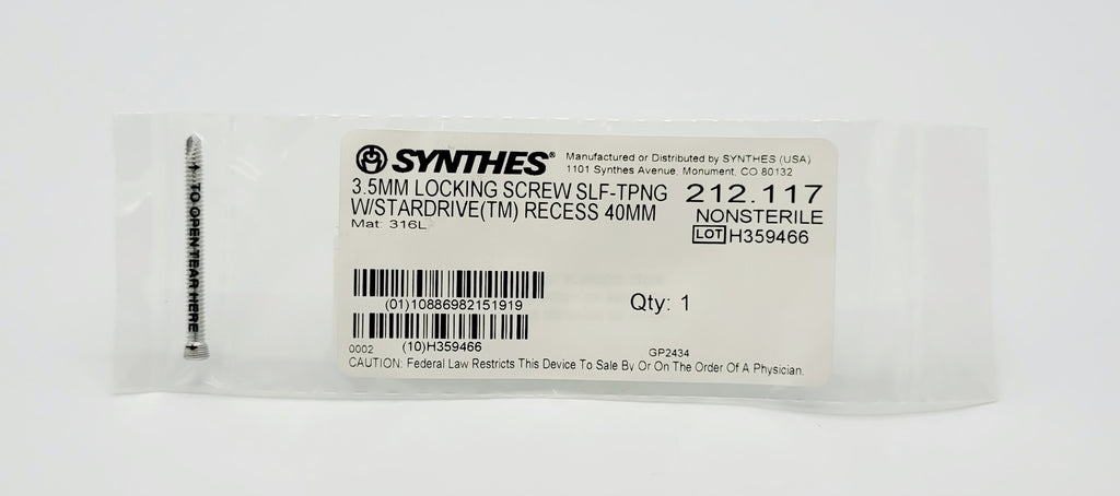 Synthes  212.117 3.5MM LOCKING SCREW SLF-TPNG W/STARDRIVE(TM) RECESS 40MM