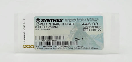 Synthes  446.031 1.5MM TI STRAIGHT PLATE 6 HOLES/29MM Synthes